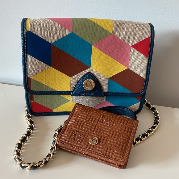 Anne Klein Chain Flap Colourful Crossbody & Brown Wallet Combo - Picture 2 of 15